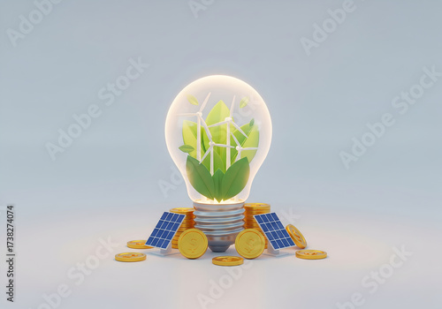 Eco-Friendly 3D Illustration of Renewable Energy