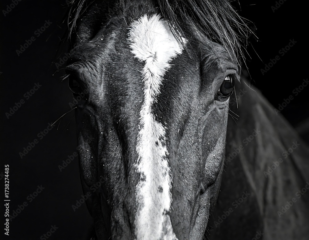 custom made wallpaper toronto digitalClose Up Black and White Horse Portrait.