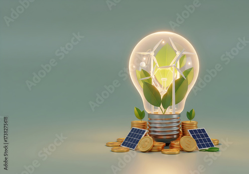 Eco-Friendly 3D Illustration of Renewable Energy