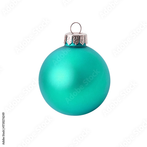 Turquoise Christmas bulb decoration, isolated on a transparent background, high-quality PNG image perfect for holiday ornaments, festive designs, winter decorations, Christmas graphics, greeting cards