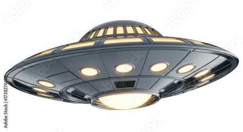 Fototapeta Naklejka Na Ścianę i Meble -  Isolated UFO, unidentified flying object from science fiction in a clean, realistic design