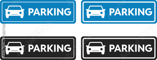 Parking area icon set. Car parking symbol. Parking area icon collection