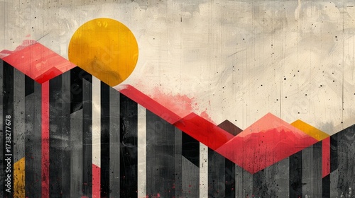 The illustration is minimalistic, with bold, flat colors and a vintage texture that evokes a mid-20th-century graphic design aesthetic