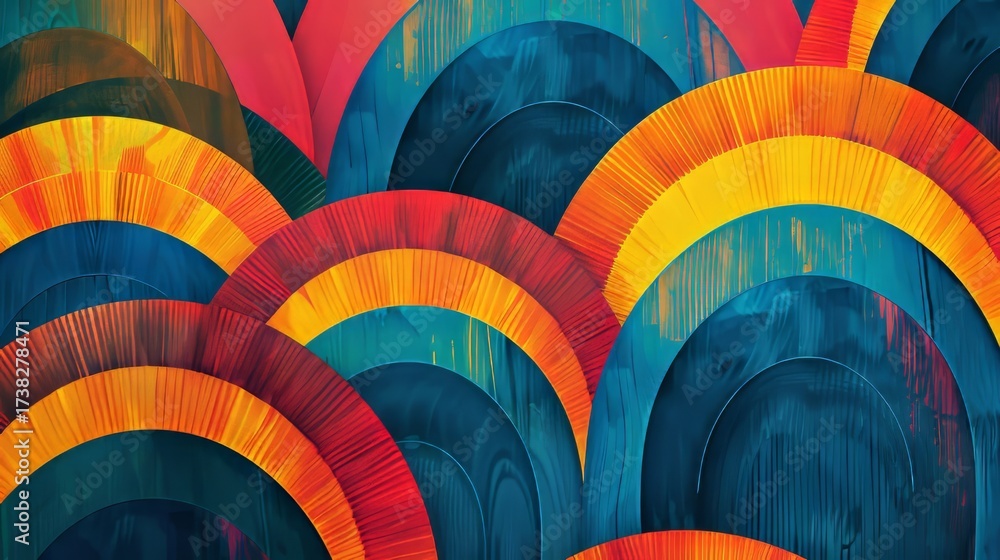 Fototapeta premium The image shows a seamless, geometric pattern composed of overlapping arches.