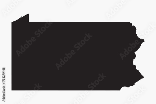 Vector graphic artwork suitable for print and web containing flat detailed map of PENNSYLVANIA