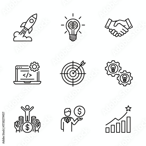 Essential safety and emergency preparedness icons including a whistle, helmet, shield, spray, SOS signal, flashlight, and safety vest for modern design projects.