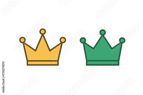 Two stylized crowns, one golden and one green, representing royalty and achievement