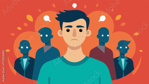 He doesnt let others opinions or judgments affect his selfesteem as he is confident in who he is.. Vector illustration