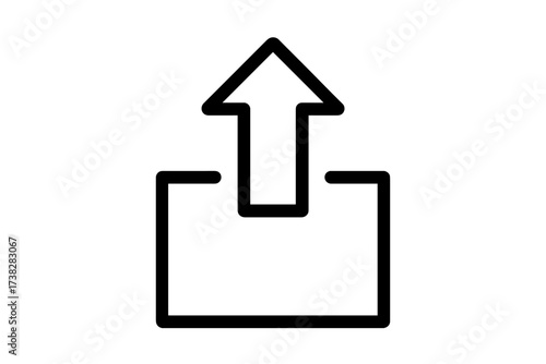 Upload line icon, share symbol vector for web and app interface. UI UX design element. Minimalist arrow pointing up from box. Export, send, submit, data transfer concept.