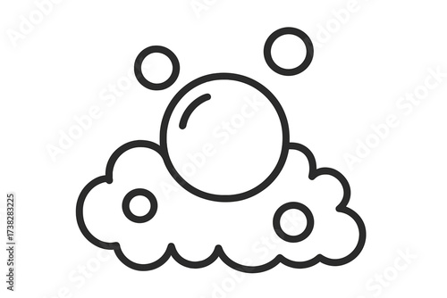 Bubble and foam vector line icon. Soap suds, lather, shampoo. Abstract fizzy bubbles. Effervescent water, soda, beer. Clean, wash, hygiene. Cartoon minimal illustration.