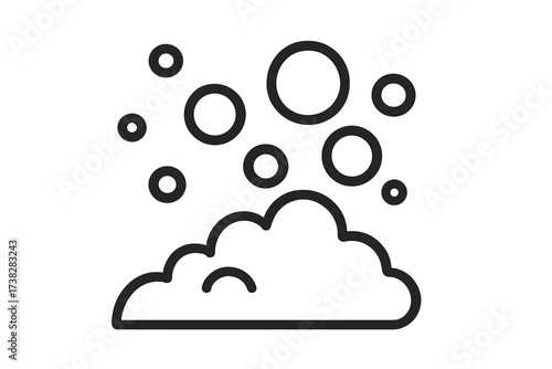 Soap foam and bubbles line icon. Suds and lather vector symbol for cleaning, washing, and hygiene. Effervescent fizzy water or carbonated drink outline illustration concept.