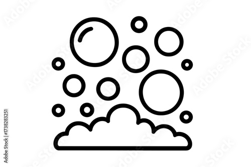 Bubble and foam line icon. Simple vector illustration of soap suds, lather, or effervescent fizz. Concept for cleaning, washing, hygiene, carbonated drinks. Isolated.