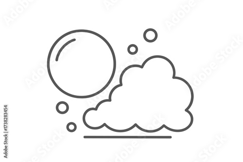 Bubble and foam icon vector illustration. Soap suds and lather thin line symbol for cleaning or washing. Effervescent air bubbles and pop concept. Simple minimal outline design.
