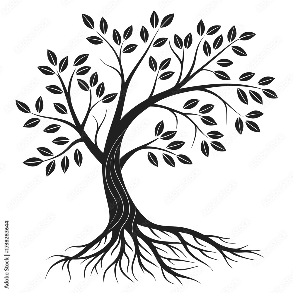 Obraz premium Illustration of a tree with roots