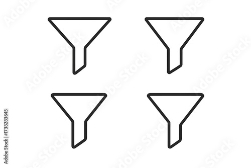 Sales funnel icon. Marketing process symbol. Lead generation pictogram. Business conversion concept. Data filtering and sorting sign. Minimalistic vector illustration for web.