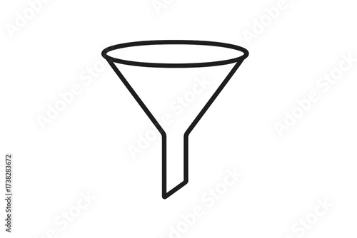 Sales funnel icon, marketing funnel vector. Business conversion pipeline, lead generation process. Data filtering symbol. Customer journey stages. Minimalistic pictogram for web.