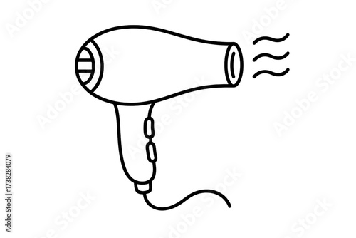 Hair dryer line icon. Simple blow dryer outline. Vector illustration for beauty salon, hairdresser, barbershop. Hair care and hairstyling equipment. Household appliance.