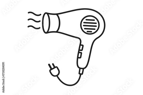 Hair dryer line icon vector. Blow dryer outline pictogram. Hairdressing salon beauty symbol. Electric appliance for hairstyling. Hot air graphic for app, web design.