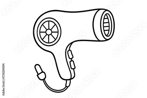 Hair dryer line icon. Vector illustration of a hairdryer. Blow dryer outline symbol for web, apps. Hairdressing salon equipment. Barber tool for hair styling. Beauty care concept.