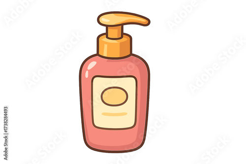 Cosmetic pump bottle vector icon. Cartoon illustration of a dispenser for liquid soap, lotion, shampoo, or gel. Skincare, beauty product packaging mock-up. Isolated.