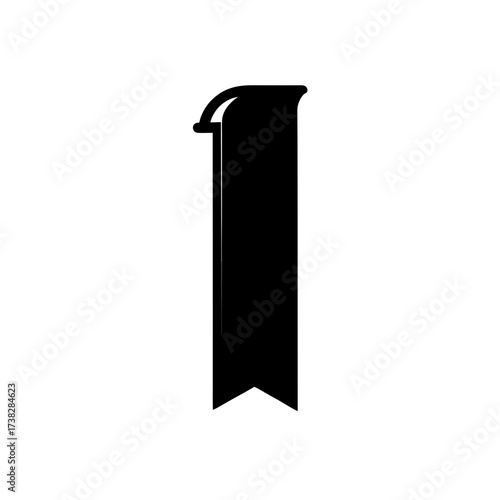 Simple black bookmark with pointed bottom on transparent background silhouette