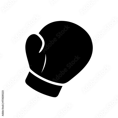 Silhouette of a single boxing glove icon on transparent background