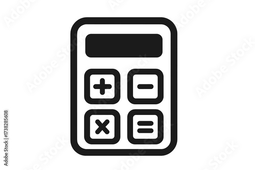 Calculator icon vector, black math symbol with plus, minus, multiply, and equals buttons in trendy flat style for web design, logo, app, UI isolated on white background