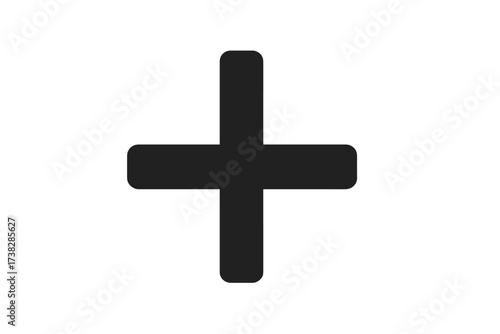 Vector plus icon black symbol with trendy flat style for web design, logo, app, UI, interface, button, isolated on white background, vector illustration transparent