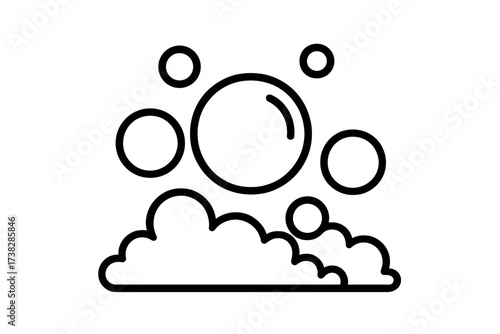 Bubble and foam vector sign illustration, cartoon style, transparent background, graphic design element for books, adverts, apps, digital media, creative and decorative set