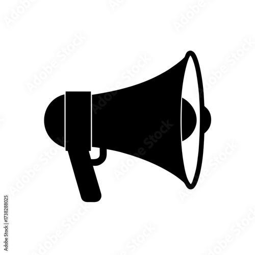 Silhouette illustration of a megaphone icon on transparent background