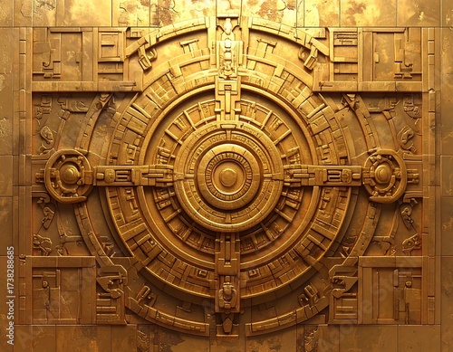 Wallpaper Mural Ancient Golden Ornate Circular Design. Torontodigital.ca