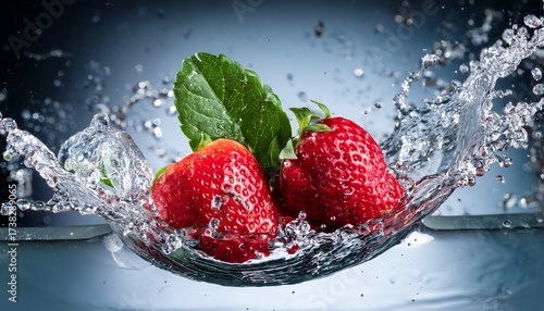 strobery fruit with splashes of water