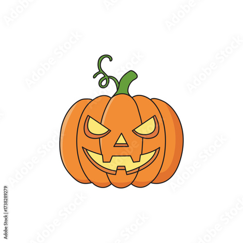 Cartoon Style Detailed Pumpkin Jack O Lantern Halloween Celebration Icon