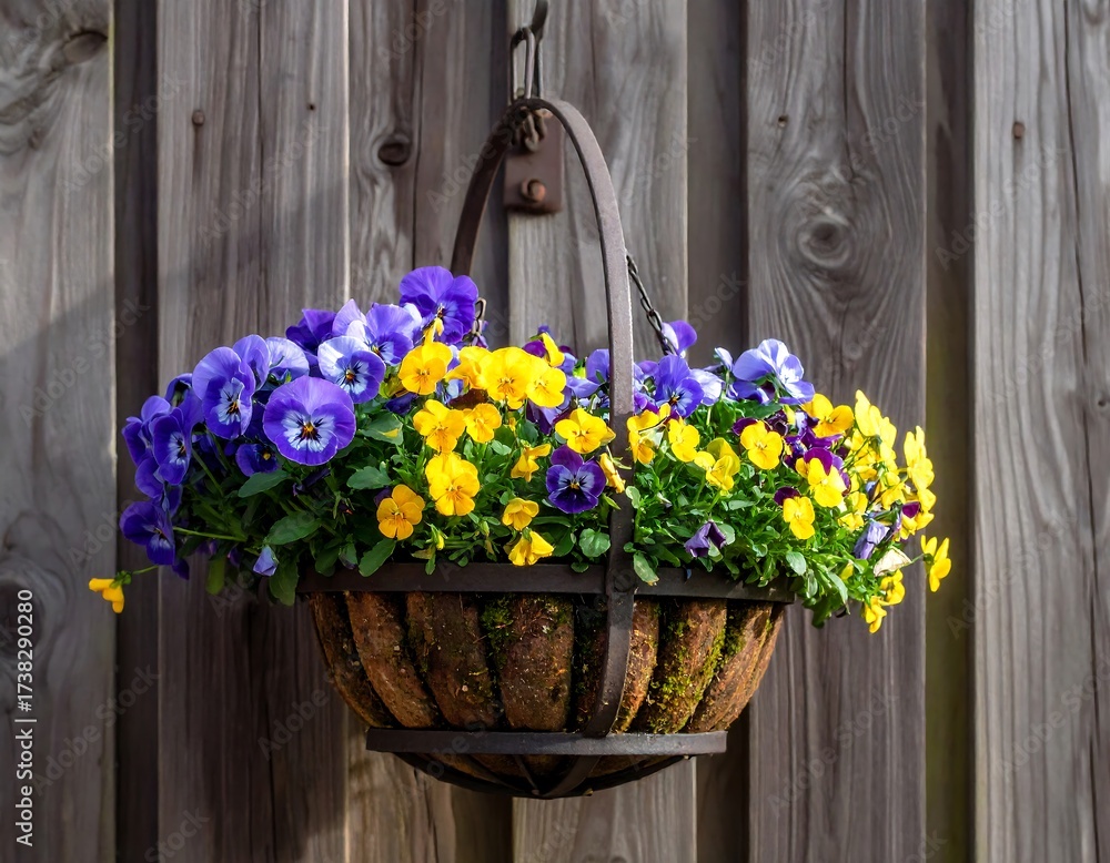 custom made wallpaper toronto digitalColorful Hanging Basket of Pansies.