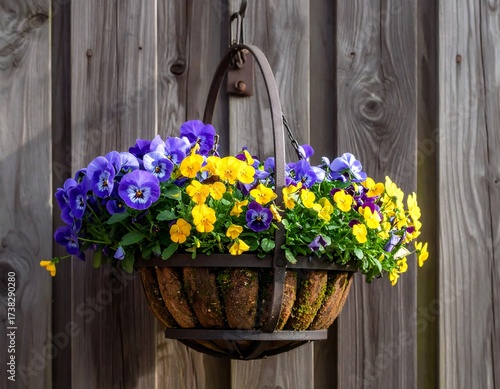 Wallpaper Mural Colorful Hanging Basket of Pansies. Torontodigital.ca