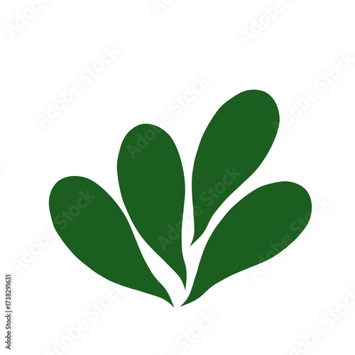 Four Abstract Dark Green Leaf Shapes illustration art