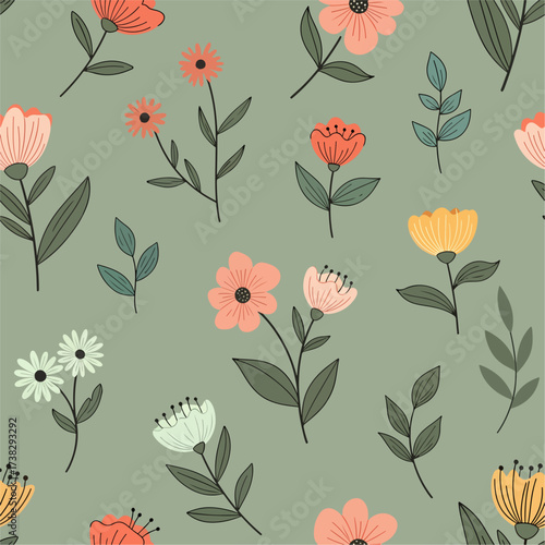 Seamless floral pattern, vector illustration. Horizontally and vertically repeatable.
