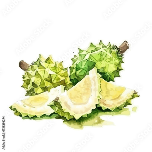 Vector illustration set, eps format, My Watercolor illustration, flat sliced rambutan painting isolated on a white background, EPS design