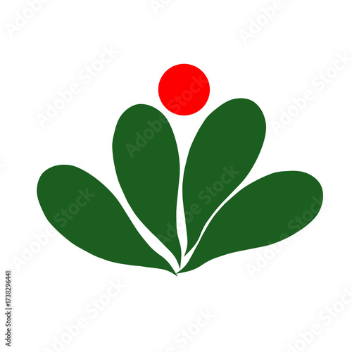 Four Abstract Dark Green Leaf Shapes illustration art
