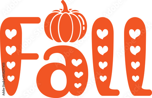 Fall autumn typography clip art design on plain white transparent isolated background for card, shirt, hoodie, sweatshirt, apparel, tag, mug, icon, poster or badge
