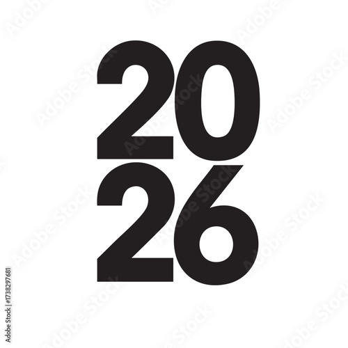 Bold black numbers two thousand twenty six prominently displayed on a white background