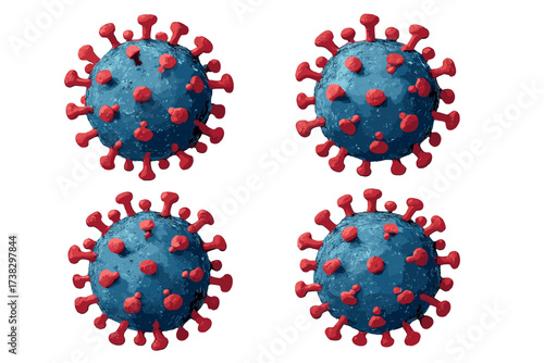 Coronavirus 3D model illustration. COVID-19 virus cells. Concept for pandemic, medical, healthcare, infectious disease, virology, and epidemiology. Corona virus 2019-nCoV.