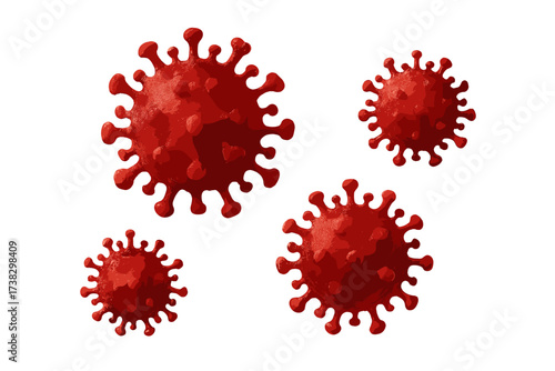 Coronavirus COVID-19 virus cells on white background. Outbreak, pandemic, medical, healthcare, infectious disease, virology, and epidemiology concept. Corona virus 2019-nCoV.