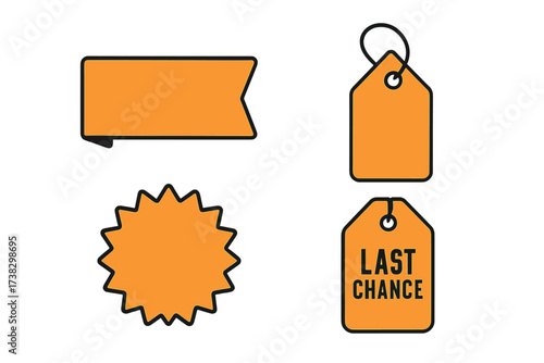 Last chance sale vector set. Special offer and discount marketing elements. Price tag, shopping label, sticker, and promotional badge templates for last minute deals.