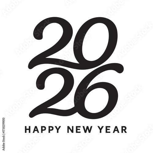 Bold graphic design featuring the year 2026 and new year greetings