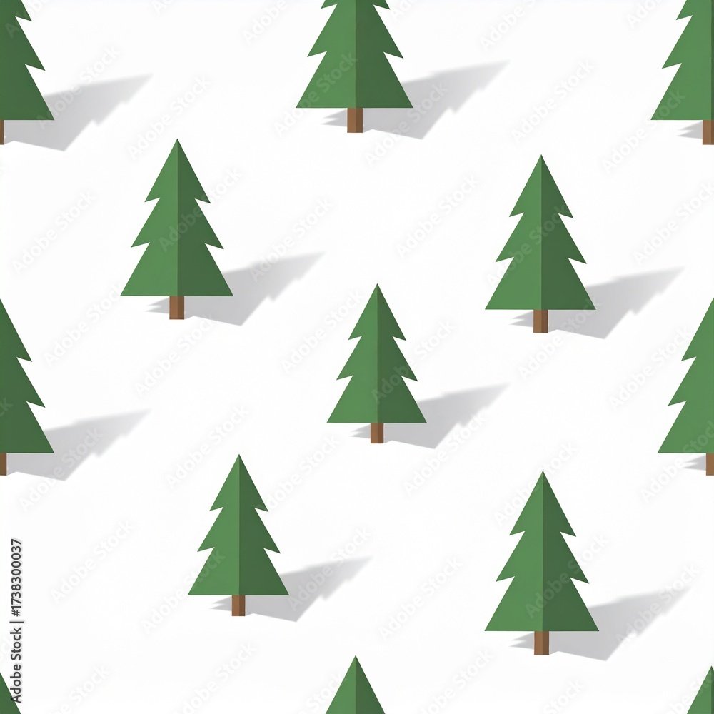Obraz premium Motif sans couture minimaliste représentant des sapins verts isolés sur fond blanc. Generated image