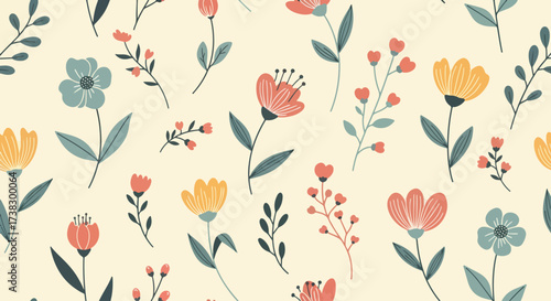 Floral seamless bacground. Floral seamless background with hand drawn flowers

