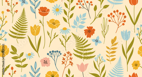 Floral seamless bacground. Floral seamless background with hand drawn flowers
