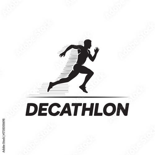 Black and White Engraving Style Vector of Male Runner in Motion