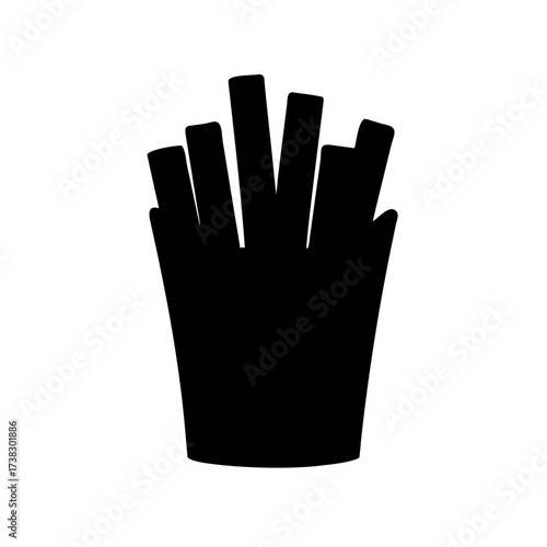 Monochrome French Fries in a Box, Fast Food Delight, Simple Design